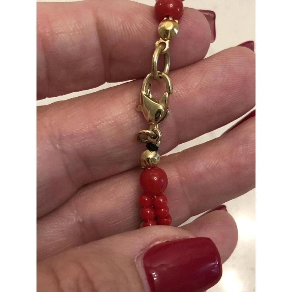 4pc‎ Beaded Bracelet Set Red Gold Rhinestone Stackable Boho Stretch Jewelry